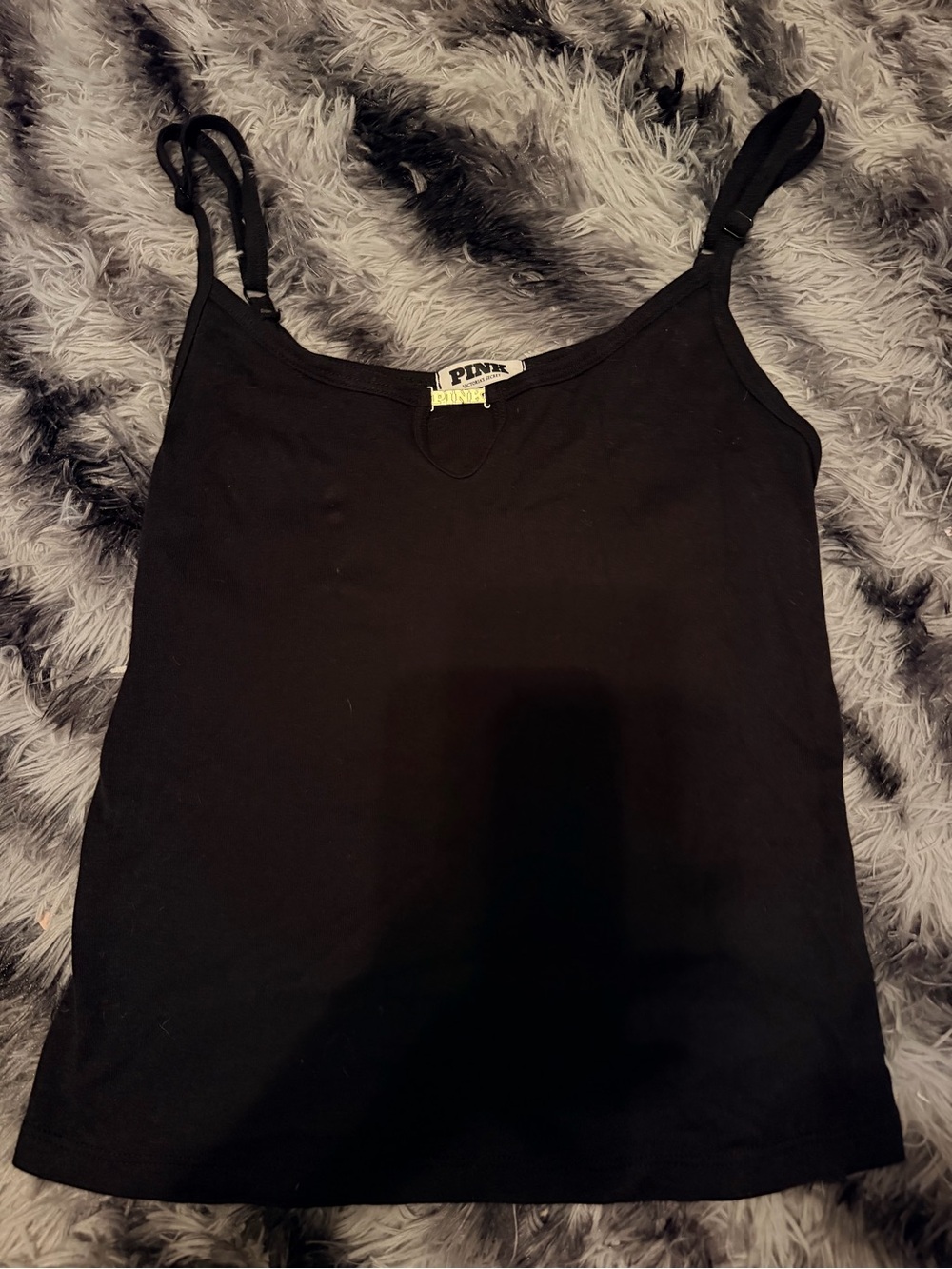 PINK Victoria's Secret Charm Keyhole Cami Top Black Logo Tank Top